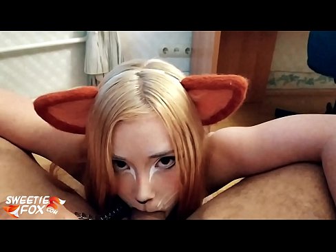 ❤️ Kitsune glutas dikon kaj kumas en ŝia buŝo ❤️ Bonega sekso ĉe ni ☑